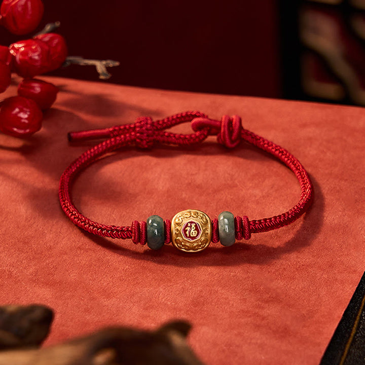 Braccialetto portafortuna in rame con filo rosso e carattere Fu, Buddha Stones - image 12