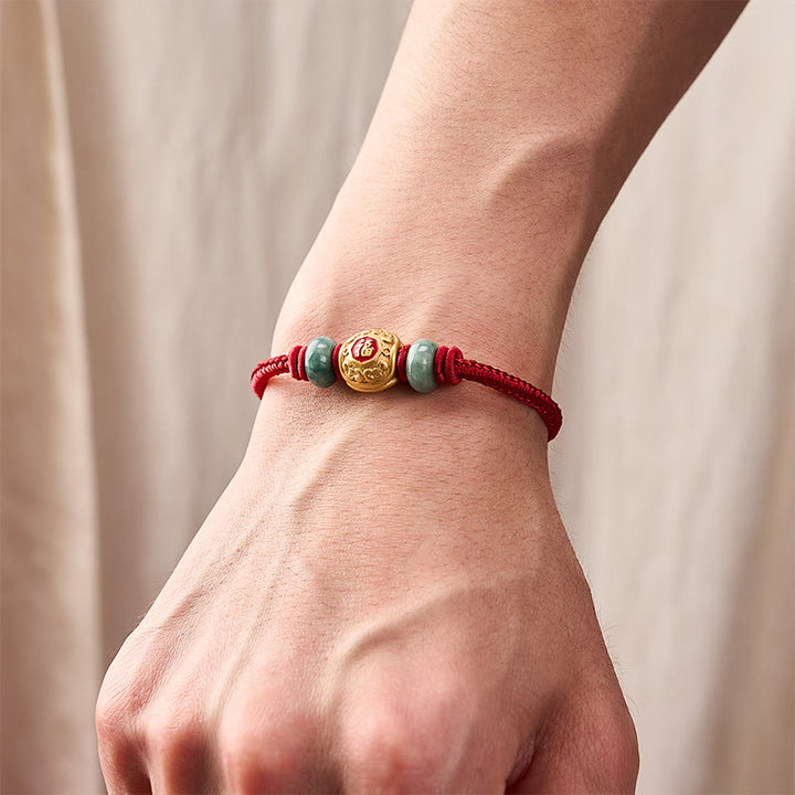 Braccialetto portafortuna in rame con filo rosso e carattere Fu, Buddha Stones - image 14