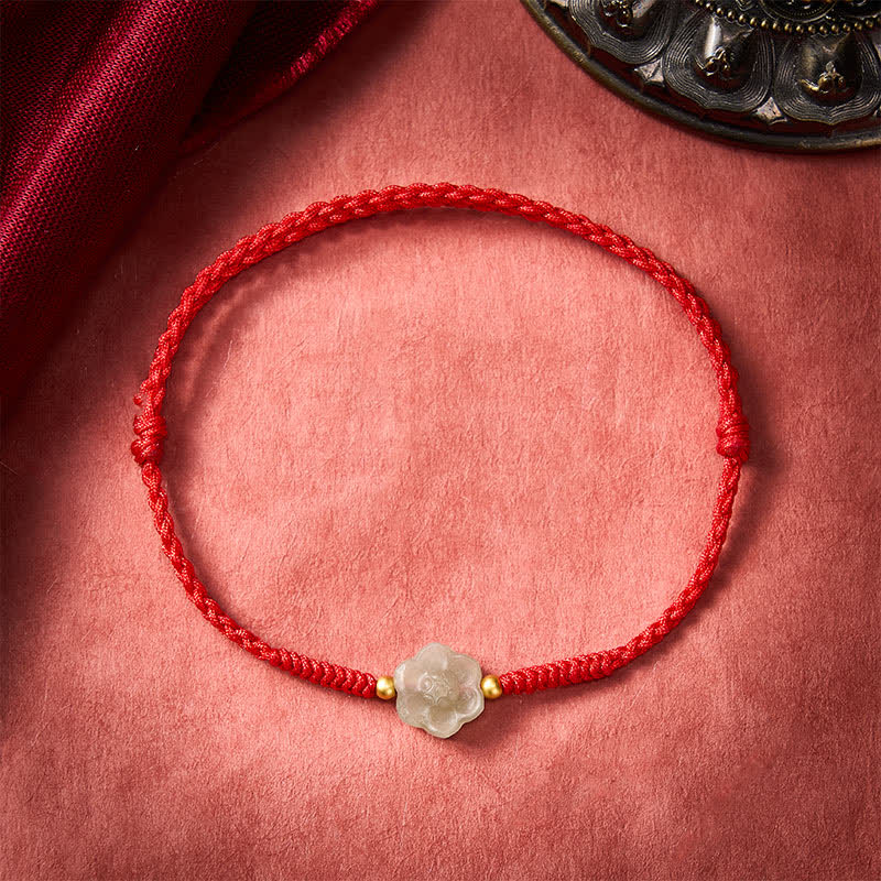 Braccialetto con perline d'amore in giada Hetian naturale e fiore di pesco Buddha Stones - image 2