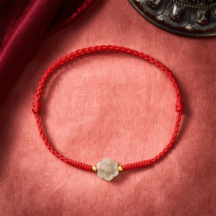 Braccialetto con perline d'amore in giada Hetian naturale e fiore di pesco Buddha Stones - image 2