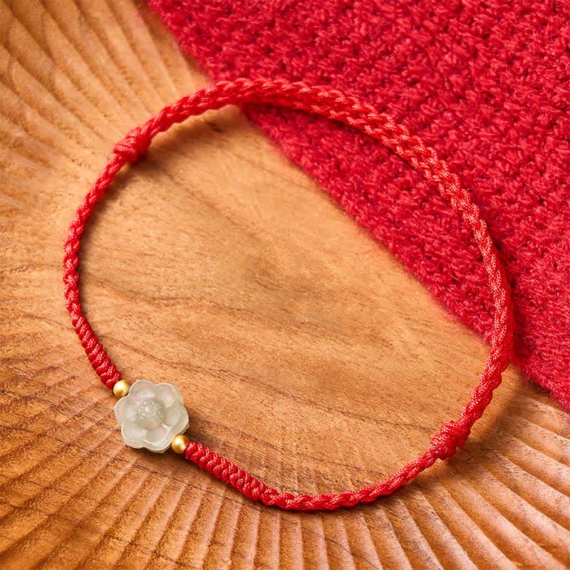 Braccialetto con perline d'amore in giada Hetian naturale e fiore di pesco Buddha Stones - image 3