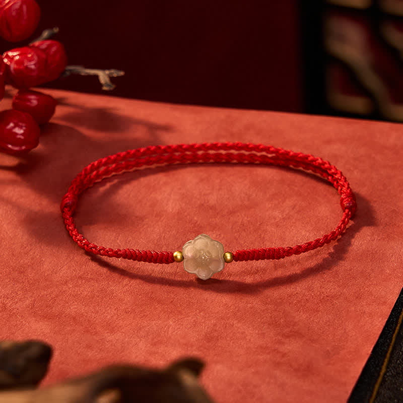 Braccialetto con perline d'amore in giada Hetian naturale e fiore di pesco Buddha Stones - image 1