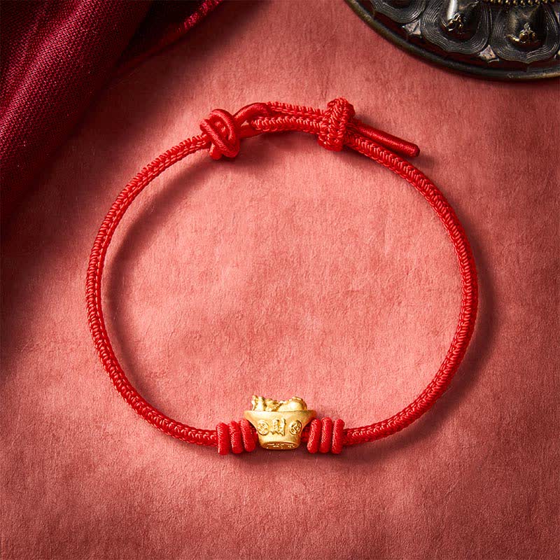 Buddha Stones Braccialetto della ricchezza con filo rosso Pi Xiu in lega - image 1