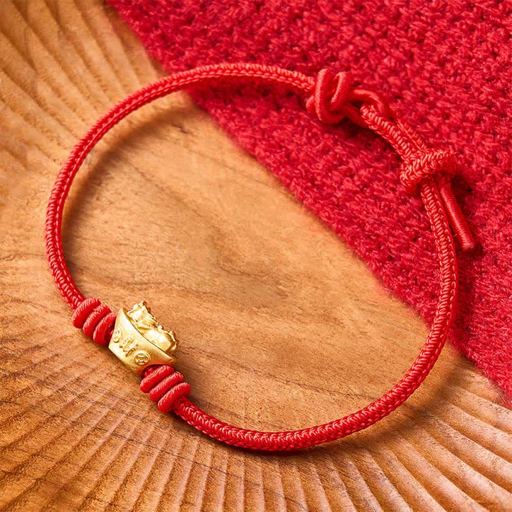 Buddha Stones Braccialetto della ricchezza con filo rosso Pi Xiu in lega - image 2