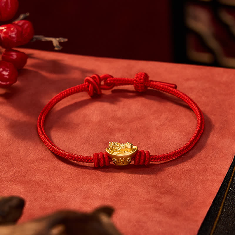Buddha Stones Braccialetto della ricchezza con filo rosso Pi Xiu in lega - image 3
