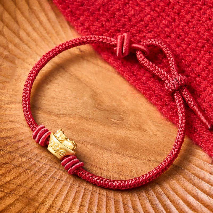 Buddha Stones Braccialetto della ricchezza con filo rosso Pi Xiu in lega - image 10