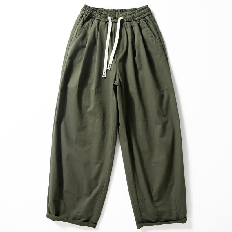Buddha Stones Pantaloni da uomo classici primavera autunno/inverno con coulisse, gamba dritta e tasche. - Verde oliva scuro - US/UK/AU42, EU52 (3XL) - image 0