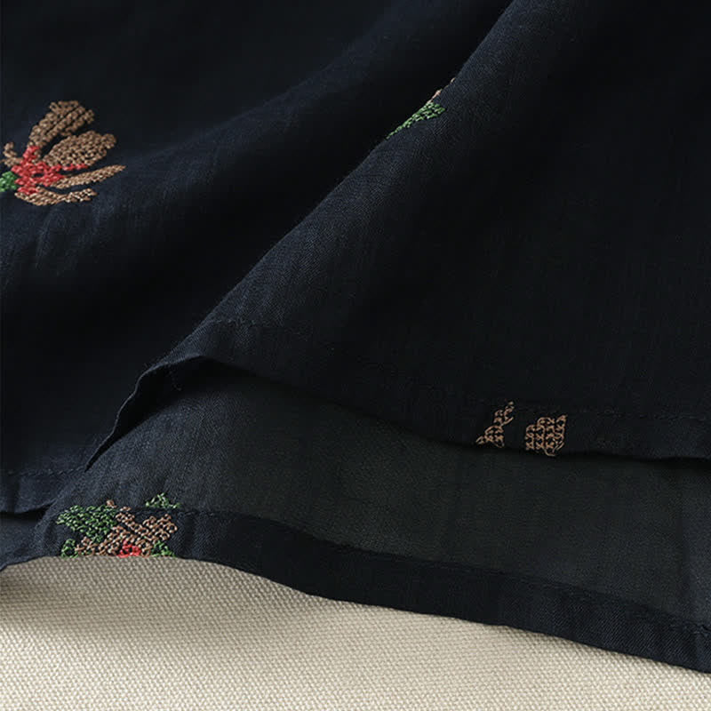 Buddha Stones Camicie estive casual da donna a maniche corte con ricami floreali. - image 7