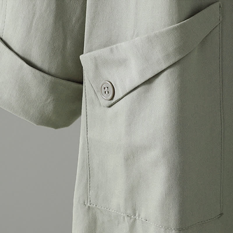 Giacca da donna minimalista, tinta unita, con bottoni e tasca, modello Buddha Stones, ideale per primavera e autunno. - image 5