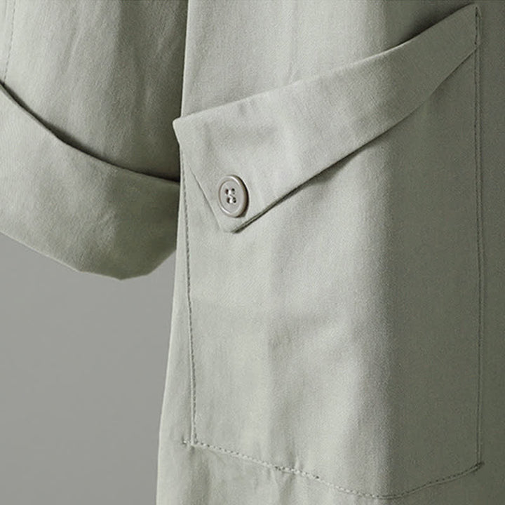 Giacca da donna minimalista, tinta unita, con bottoni e tasca, modello Buddha Stones, ideale per primavera e autunno. - image 5