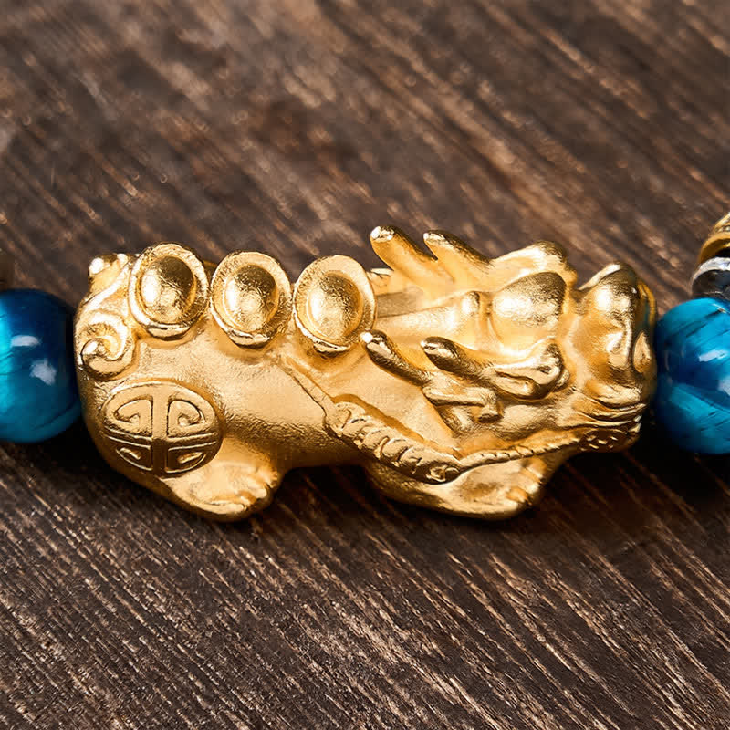 Buddha Stones Braccialetto Pi Xiu con perline occhio di tigre blu, simbolo di ricchezza e coraggio - image 9
