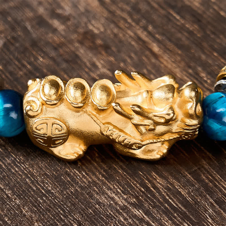 Buddha Stones Braccialetto Pi Xiu con perline occhio di tigre blu, simbolo di ricchezza e coraggio - image 9