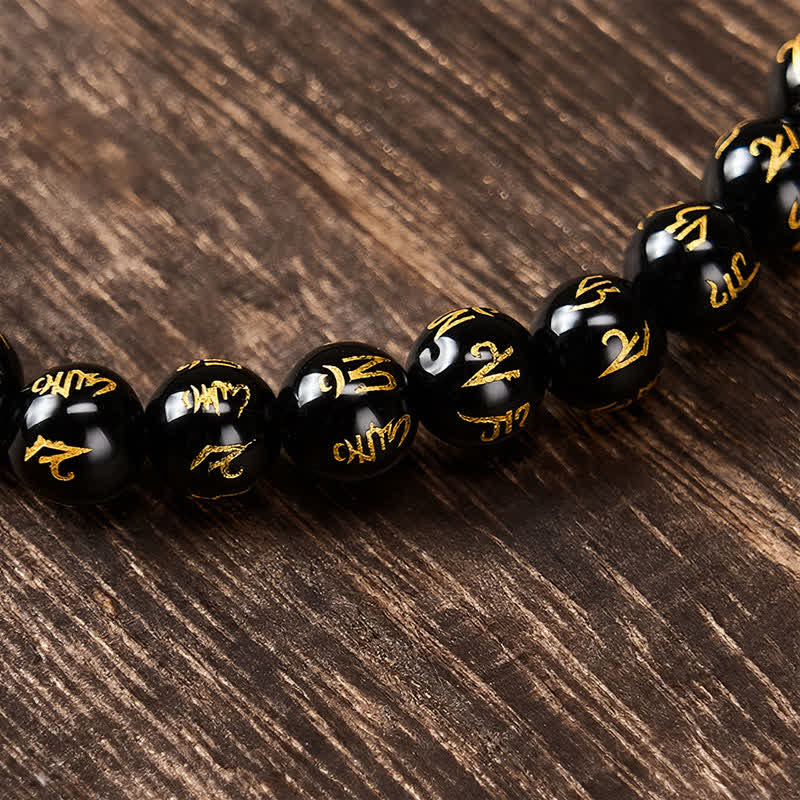 Buddha Stones Bracciale in lega Pi Xiu con perline Om Mani Padme Hum in onice nera e Pi Xiu. - image 11