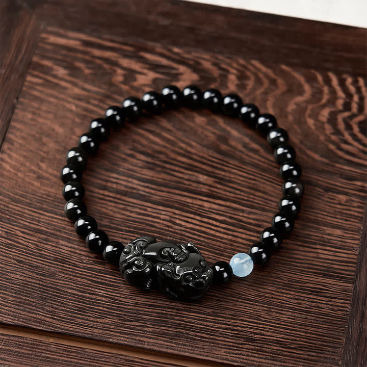 Buddha Stones Bracciale Pi Xiu in ossidiana arcobaleno per ricchezza e trasformazione positiva - image 2