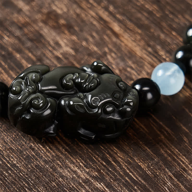 Buddha Stones Bracciale Pi Xiu in ossidiana arcobaleno per ricchezza e trasformazione positiva - image 4