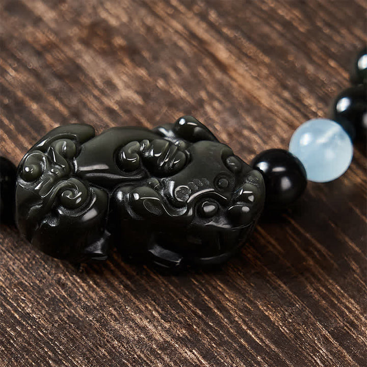 Buddha Stones Bracciale Pi Xiu in ossidiana arcobaleno per ricchezza e trasformazione positiva - image 4