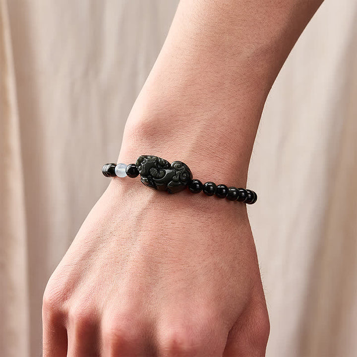 Buddha Stones Bracciale Pi Xiu in ossidiana arcobaleno per ricchezza e trasformazione positiva - image 3