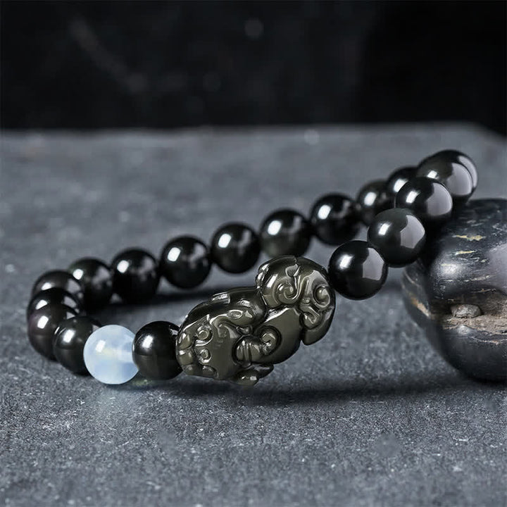 Buddha Stones Bracciale Pi Xiu in ossidiana arcobaleno per ricchezza e trasformazione positiva - Pi Xiu 8mm (Circonferenza del polso: 5,9-6,3 pollici/15-16 cm) - image 11
