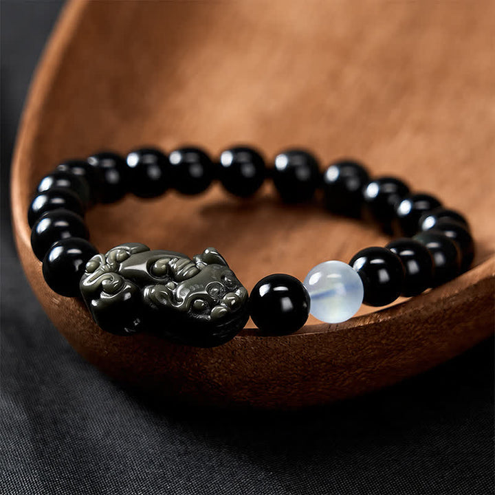 Buddha Stones Bracciale Pi Xiu in ossidiana arcobaleno per ricchezza e trasformazione positiva - image 12
