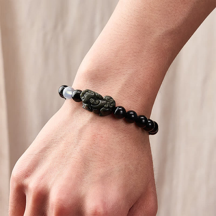 Buddha Stones Bracciale Pi Xiu in ossidiana arcobaleno per ricchezza e trasformazione positiva - image 14
