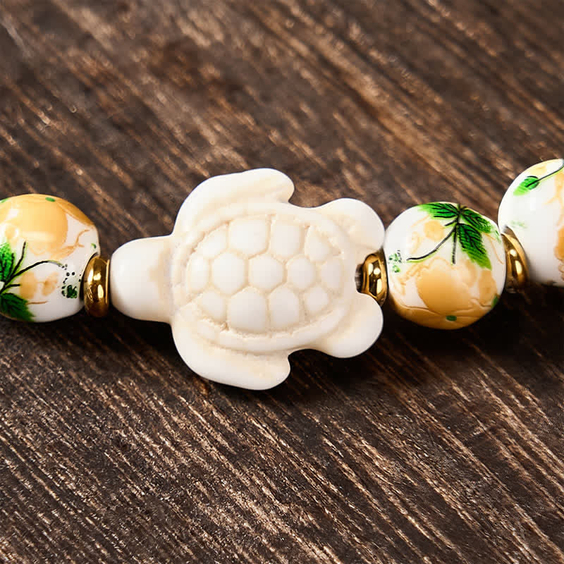 Buddha Stones Bracciale portafortuna con design a tartaruga e turchese bianco naturale - image 10