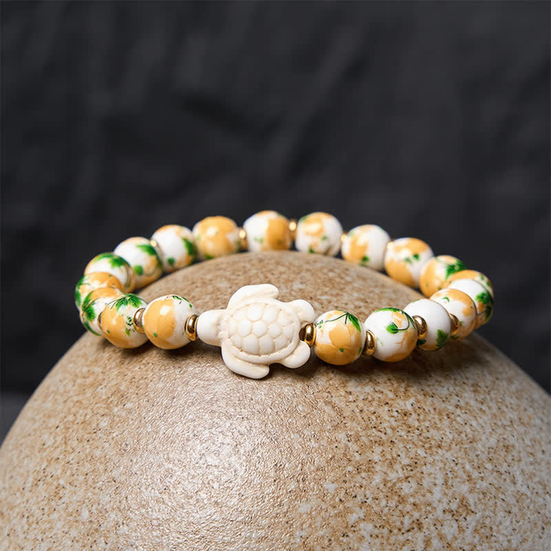 Buddha Stones Bracciale portafortuna con design a tartaruga e turchese bianco naturale - image 3
