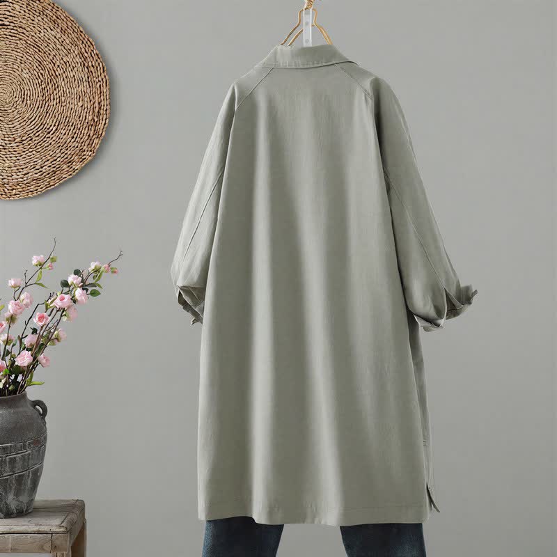 Buddha Stones Cappotto da donna casual minimalista con bottoni e tasca, ideale per primavera/autunno. - image 1