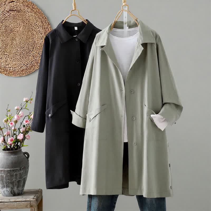 Giacca da donna minimalista, tinta unita, con bottoni e tasca, modello Buddha Stones, ideale per primavera e autunno. - image 13