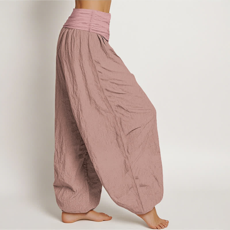 Pantaloni harem da donna in puro cotone con elastico in vita Buddha Stones LightPink - image 2