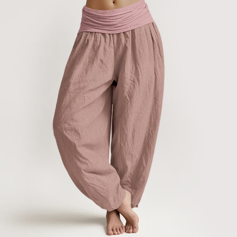 Pantaloni harem da donna in puro cotone con elastico in vita Buddha Stones LightPink - Rosa chiaro - US16, UK/AU20, EU48 (3XL) - image 0