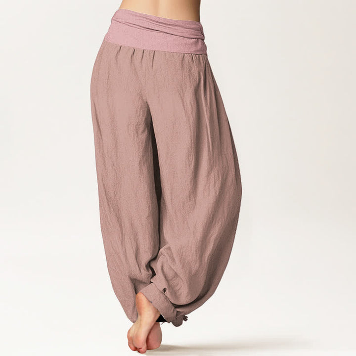 Pantaloni harem da donna in puro cotone con elastico in vita Buddha Stones LightPink - image 1