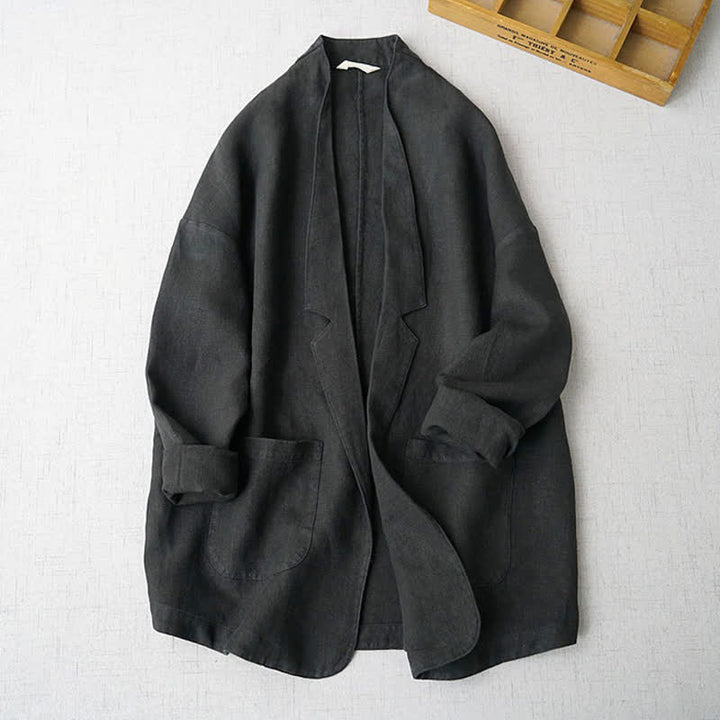 Buddha Stones Giacca da donna casual, minimalista, tinta unita, con tasche, ideale per primavera e autunno. - Nero - US6, UK/AU10, EU38 (XL) - image 6