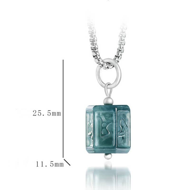 Buddha Stones Collana con ciondolo quadrato in giada Om Mani Padme Hum Wisdom - image 8