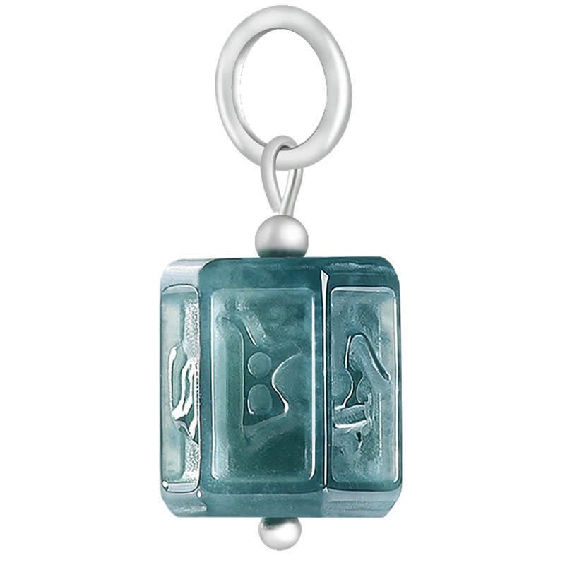 Buddha Stones Collana con ciondolo quadrato in giada Om Mani Padme Hum Wisdom - image 9
