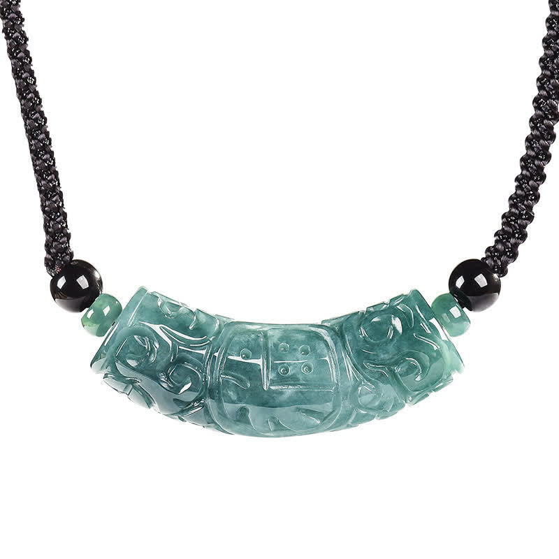 Buddha Stones Collana con barra curva in giada e carattere Fu inciso, portafortuna e benedizione. - image 10