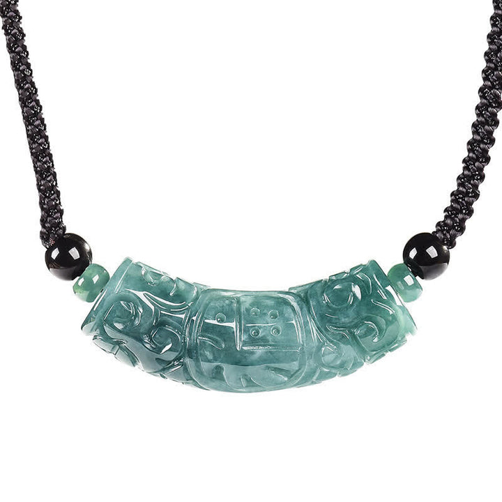 Buddha Stones Collana con barra curva in giada e carattere Fu inciso, portafortuna e benedizione. - image 10