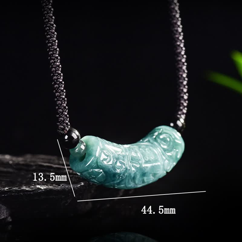Buddha Stones Collana con barra curva in giada e carattere Fu inciso, portafortuna e benedizione. - image 8