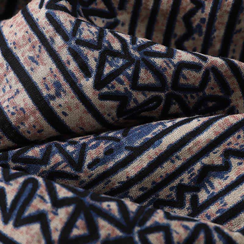 Buddha Stones Camicie da donna a maniche lunghe, stile vintage bohémien, con bottoni e motivi geometrici, per primavera/estate. - image 9