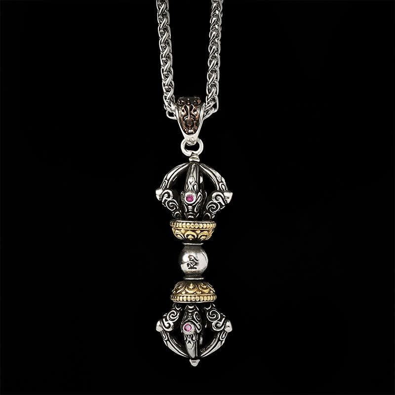 Buddha Stones Collana con ciondolo a forma di Vajra in rame tibetano per radicamento e potere spirituale. - image 7