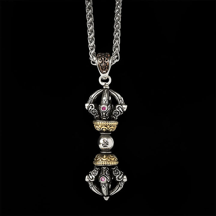 Buddha Stones Collana con ciondolo a forma di Vajra in rame tibetano per radicamento e potere spirituale. - image 7