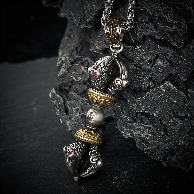 Buddha Stones Collana con ciondolo a forma di Vajra in rame tibetano per radicamento e potere spirituale. - image 3