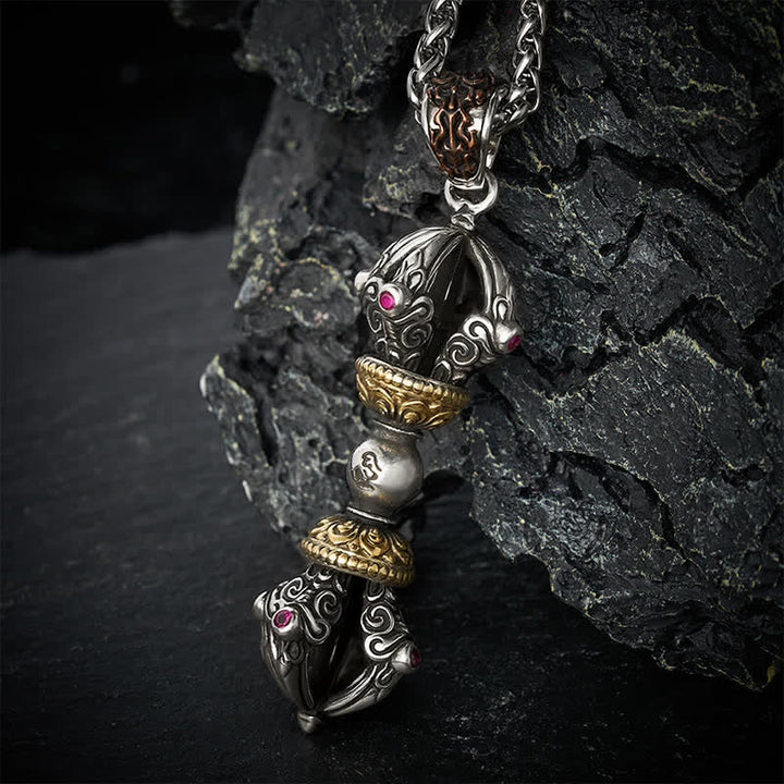 Buddha Stones Collana con ciondolo a forma di Vajra in rame tibetano per radicamento e potere spirituale. - image 3
