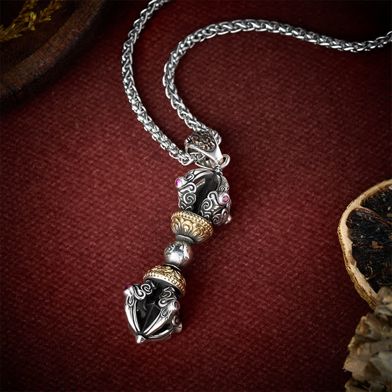 Buddha Stones Collana con ciondolo a forma di Vajra in rame tibetano per radicamento e potere spirituale. - image 2
