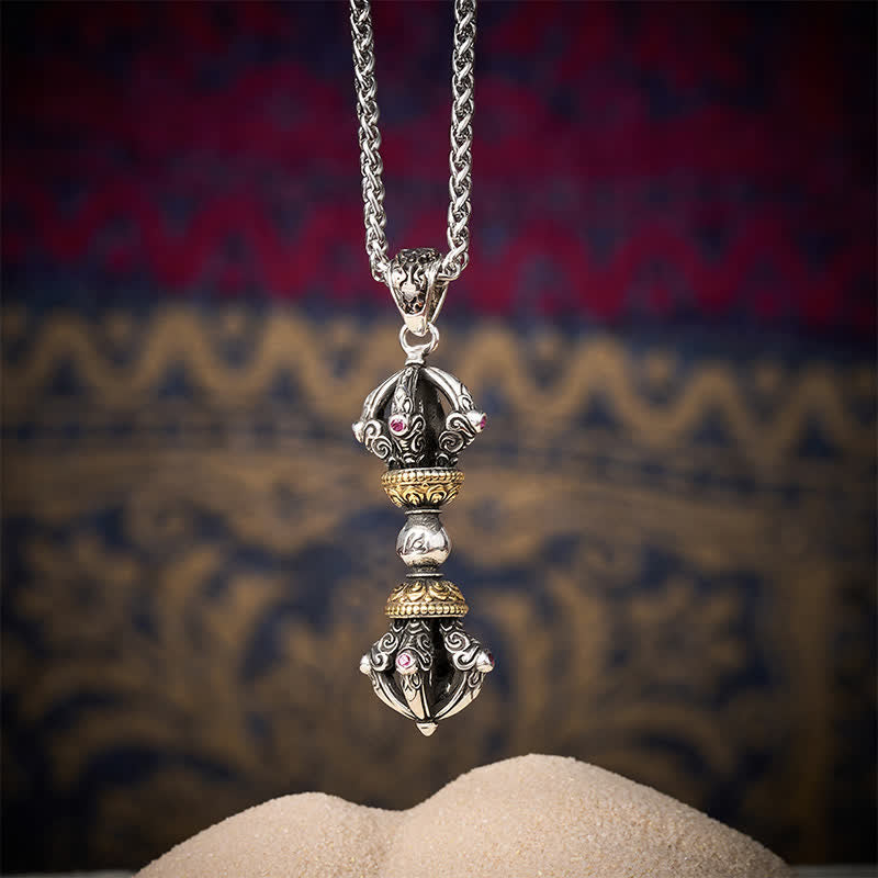 Buddha Stones Collana con ciondolo a forma di Vajra in rame tibetano per radicamento e potere spirituale. - image 8