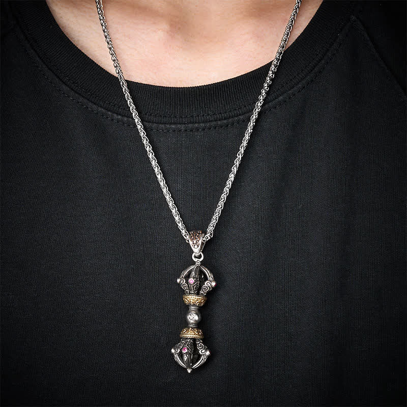 Buddha Stones Collana con ciondolo a forma di Vajra in rame tibetano per radicamento e potere spirituale. - image 4