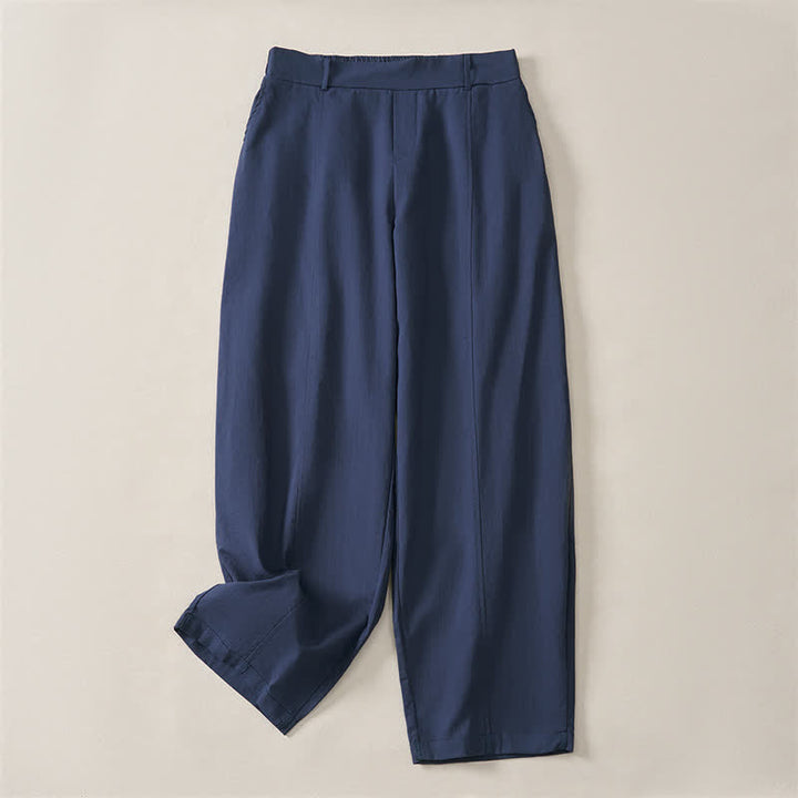 Buddha Stones Pantaloni casual basici da donna a gamba dritta con tasche, ideali per primavera/estate. - Blu ardesia scuro - US14, UK/AU18, EU46 (2XL) - image 0