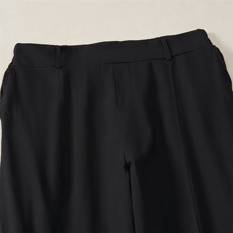 Buddha Stones Pantaloni casual basici da donna a gamba dritta con tasche, ideali per primavera/estate. - image 12