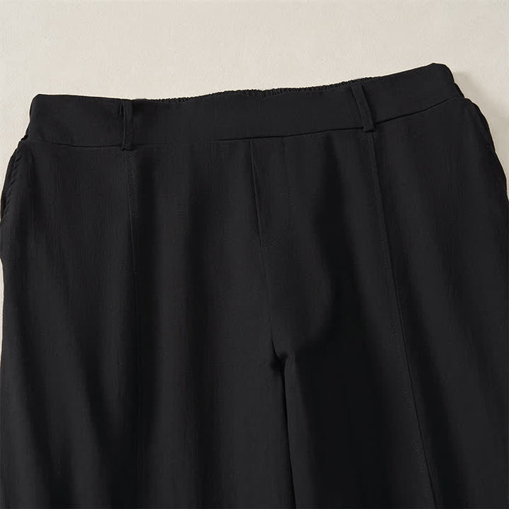 Buddha Stones Pantaloni casual basici da donna a gamba dritta con tasche, ideali per primavera/estate. - image 12