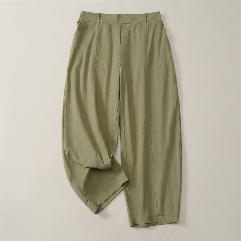 Buddha Stones Pantaloni casual basici da donna a gamba dritta con tasche, ideali per primavera/estate. - Verde Mare Scuro - US14, UK/AU18, EU46 (2XL) - image 25