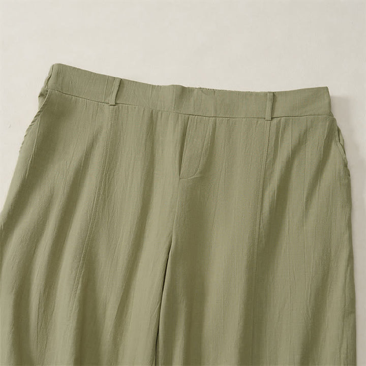 Buddha Stones Pantaloni casual basici da donna a gamba dritta con tasche, ideali per primavera/estate. - image 27